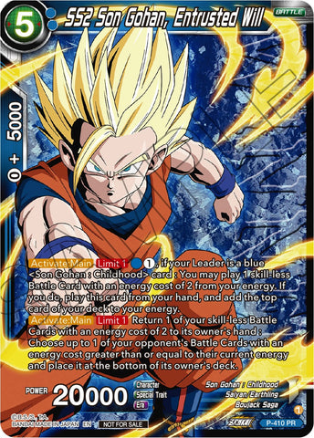 SS2 Son Gohan, Entrusted Will (Zenkai Series Tournament Pack Vol.1 Winner) (P-410) [Tournament Promotion Cards] 