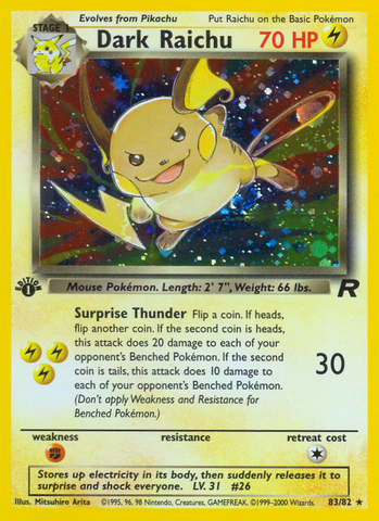Dark Raichu (83/82) [Team Rocket 1st Edition] 