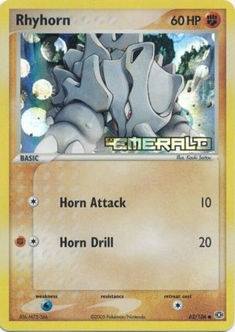 Rhyhorn (62/106) (Stamped) [EX: Emerald] 