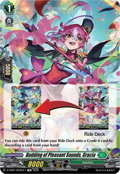Budding of Pleasant Sounds, Gracia (Tutorial Card) (D-TD01/003EN-T) [D-TD01: Urara Haneyama -Bandmaster of Blossoming Bonds-] 