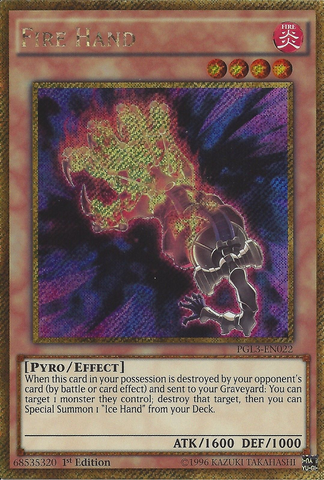 Fire Hand [PGL3-EN022] Gold Secret Rare 