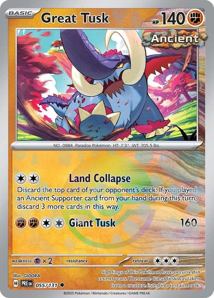 Great Tusk (055/131) (Poke Ball Pattern) [Scarlet &amp; Violet: Prismatic Evolutions] 