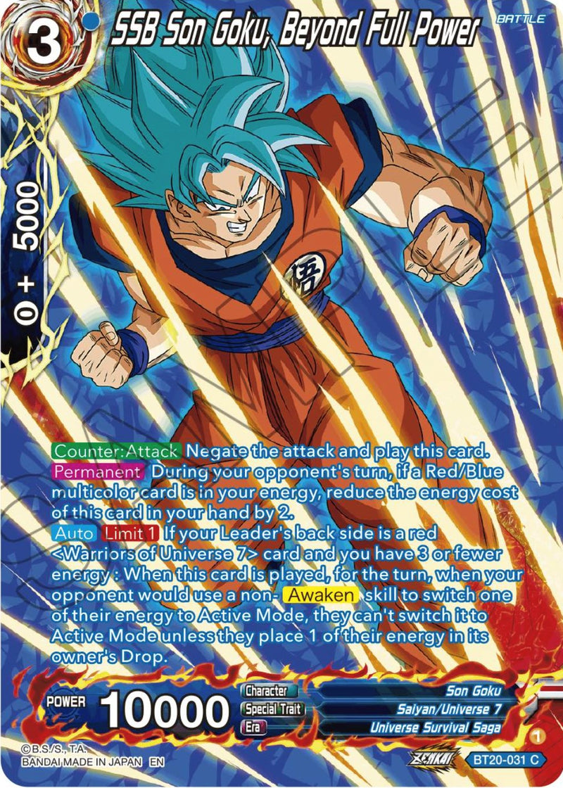 SSB Son Goku, Beyond Full Power (Silver Foil) (BT20-031) [Power Absorbed] 