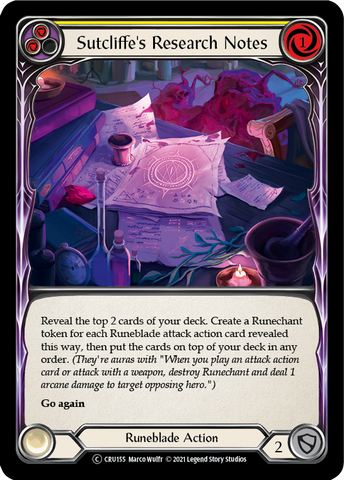 Sutcliffe's Research Notes (Yellow) [U-CRU155] (Crucible of War Unlimited) Unlimited Rainbow Foil 