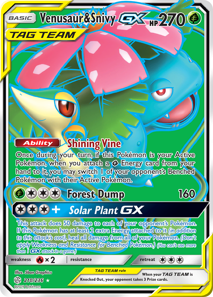 Venusaur &amp; Snivy GX (210/236) [Sun &amp; Moon: Cosmic Eclipse] 