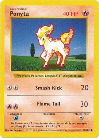 Ponyta (60/102) [Base Set Shadowless Unlimited] 