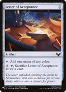 Letter of Acceptance [The List Reprints] 