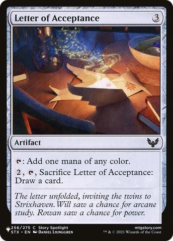 Letter of Acceptance [The List Reprints] 