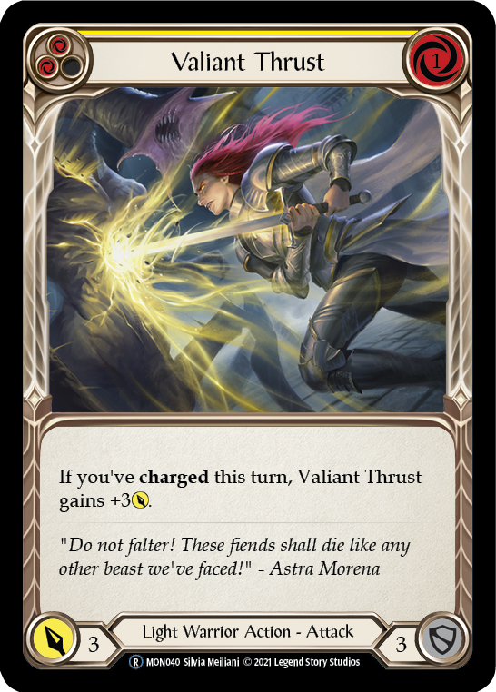Valiant Thrust (Yellow) [U-MON040-RF] (Monarch Unlimited) Unlimited Rainbow Foil 