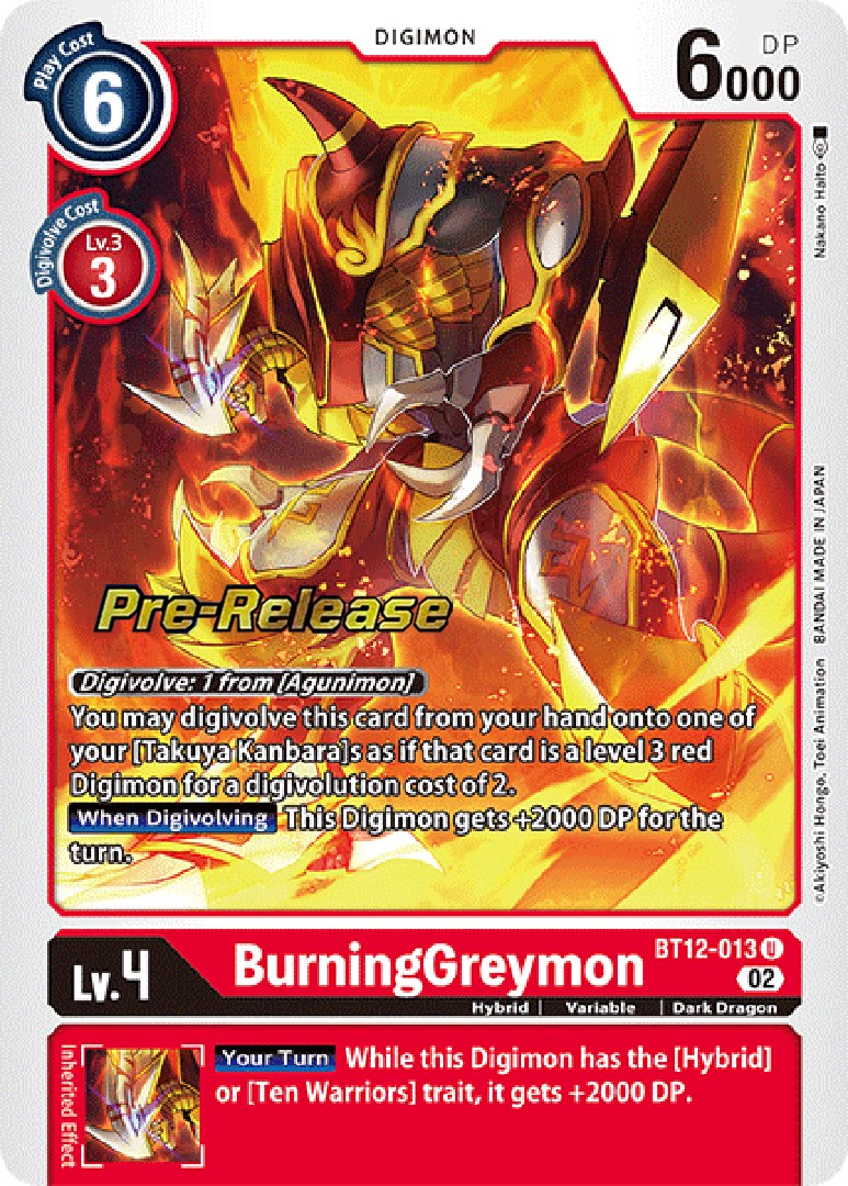 BurningGreymon [BT12-013] [Across Time Pre-Release Cards] 