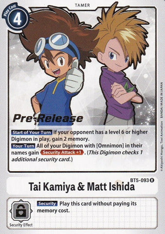 Tai Kamiya &amp; Matt Ishida [BT5-093] [Battle of Omni Pre-Release Promos] 