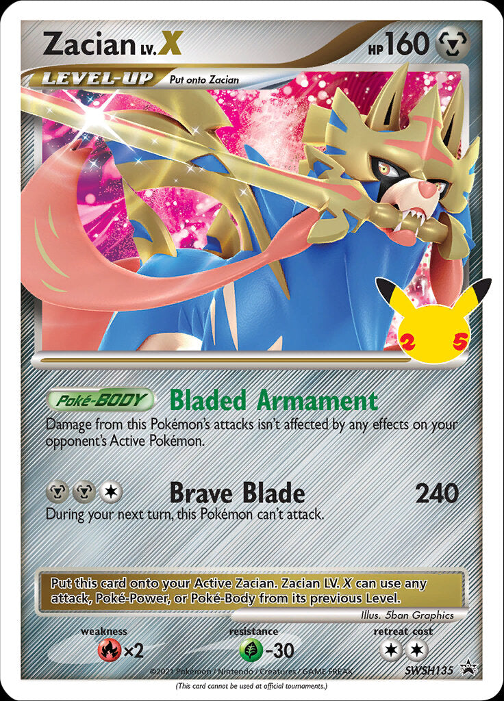 Zacian LV.X (SWSH135) (Celebrations) [Sword &amp; Shield: Black Star Promos] 