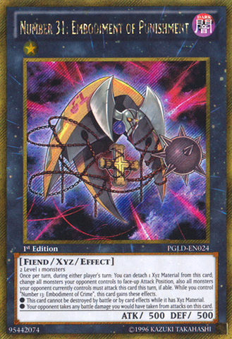 Number 31: Embodiment of Punishment [PGLD-EN024] Gold Secret Rare 