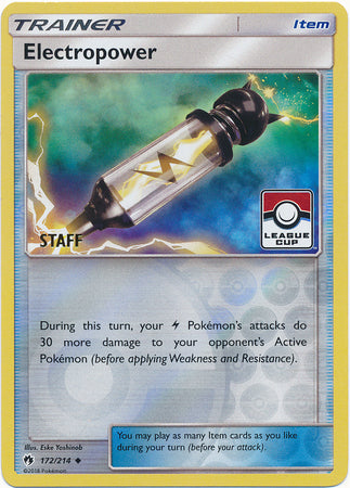 Electropower (172/214) (League Promo Staff) [Sun &amp; Moon: Lost Thunder] 