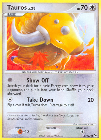 Tauros (98/127) [Platinum: Base Set] 
