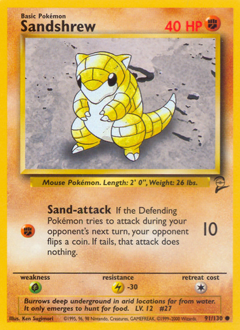 Sandshrew (91/130) [Base Set 2] 