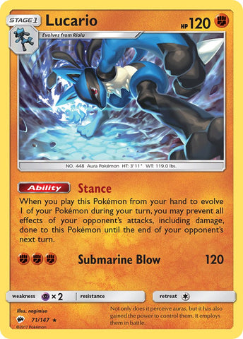 Lucario (71/147) (Theme Deck Exclusive) [Sun &amp; Moon: Burning Shadows] 