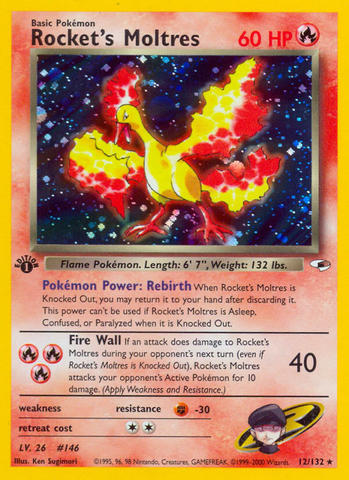 Rocket's Moltres (12/132) [Gym Heroes 1st Edition] 