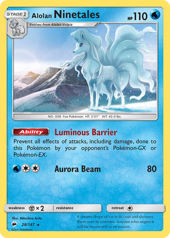 Alolan Ninetales (28/147) (Cracked Ice Holo) (Theme Deck Exclusive) [Sun &amp; Moon: Burning Shadows] 
