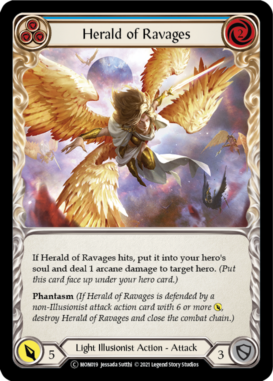 Herald of Ravages (Blue) [U-MON019-RF] (Monarch Unlimited) Unlimited Rainbow Foil 