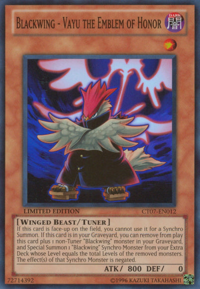 Blackwing - Vayu the Emblem of Honor [CT07-EN012] Super Rare 