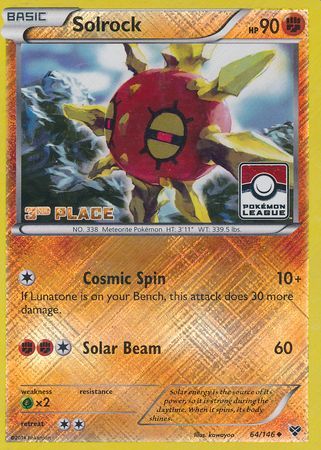 Solrock (64/146) (3rd Place League Challenge Promo) [XY: Base Set] 