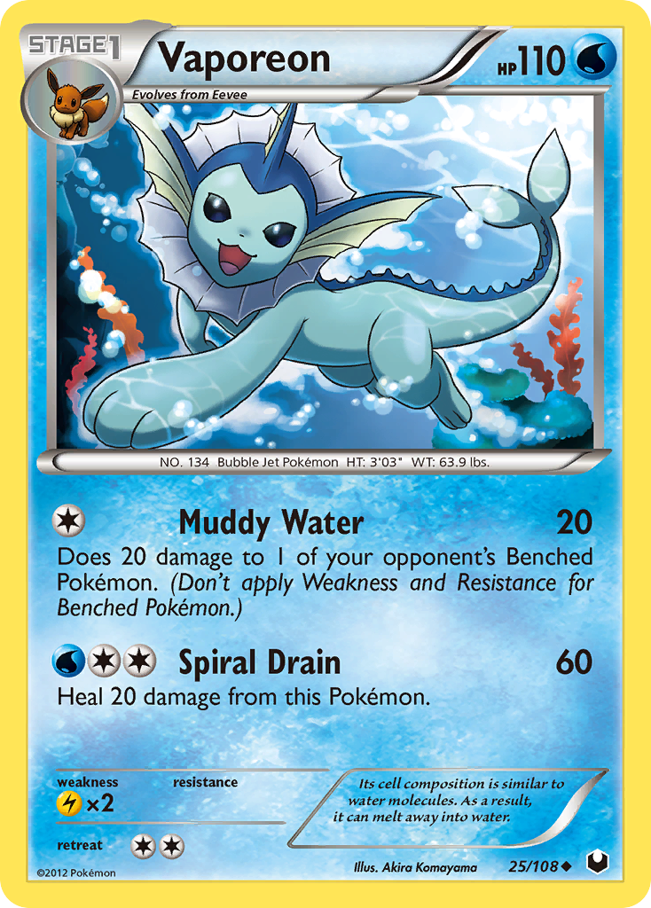 Vaporeon (25/108) [Black &amp; White: Dark Explorers] 