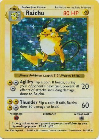 Raichu (14/102) [Base Set Shadowless Unlimited] 