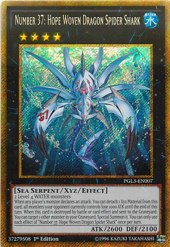 Number 37: Hope Woven Dragon Spider Shark [PGL3-EN007] Gold Secret Rare 