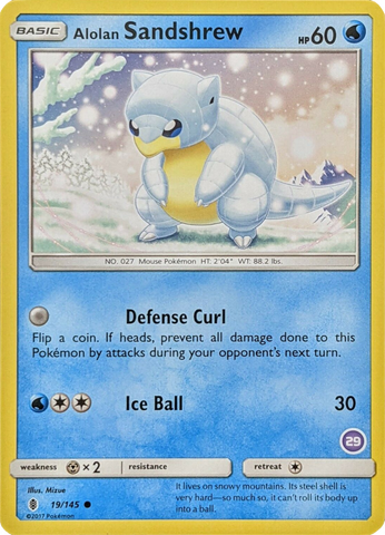 Alolan Sandshrew (19/145) (Exclusive Deck #29) [Sun &amp; Moon: Trainer Kit - Alolan Sandslash] 