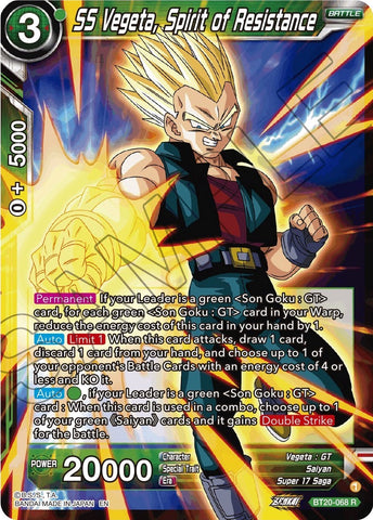SS Vegeta, Spirit of Resistance (BT20-068) [Power Absorbed] 
