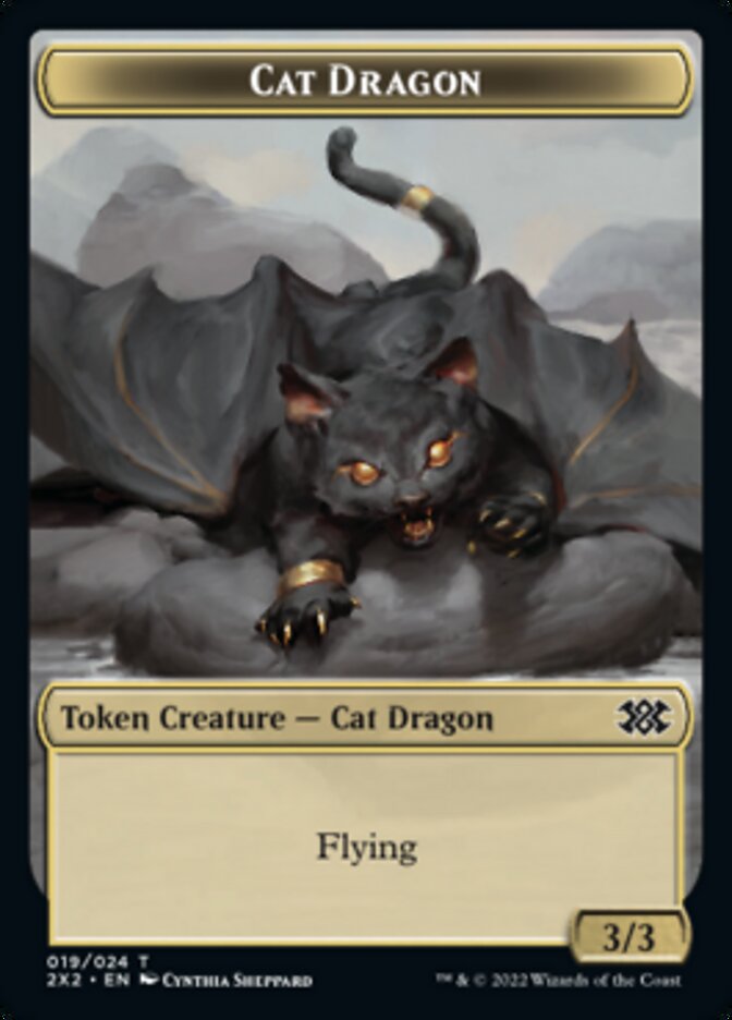 Cat Dragon // Monk Double-Sided Token [Double Masters 2022 Tokens] 