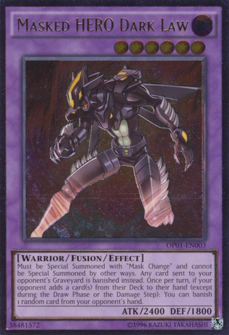 Masked HERO Dark Law [OP01-EN003] Ultimate Rare 
