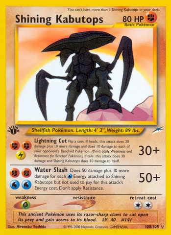 Shining Kabutops (108/105) [Neo Destiny 1st Edition] 