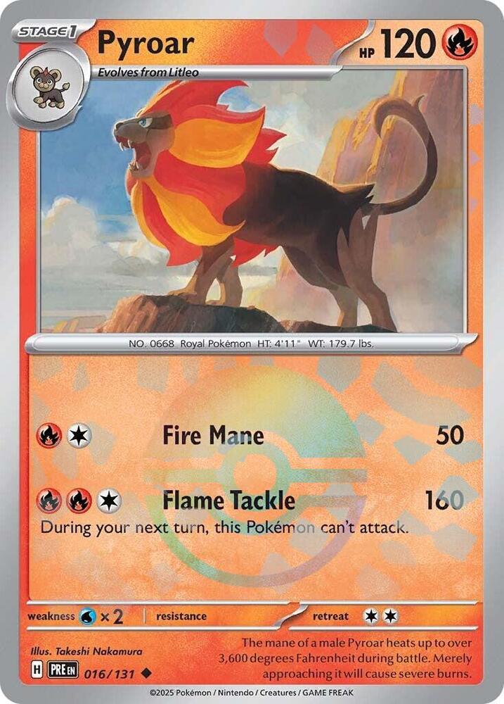 Pyroar (016/131) (Poke Ball Pattern) [Scarlet &amp; Violet: Prismatic Evolutions] 