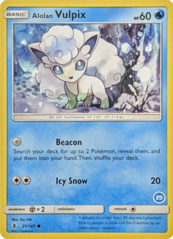 Alolan Vulpix (21/145) (Exclusive Deck #29) [Sun &amp; Moon: Trainer Kit - Alolan Ninetales] 