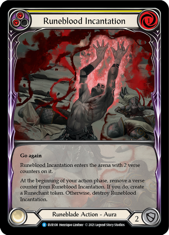 Runeblood Incantation (Yellow) [EVR108] (Everfest) 1st Edition Extended Art Rainbow Foil 