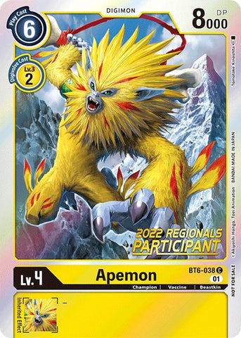 Apemon [BT6-038] (2022 Championship Online Regional) (Online Participant) [Double Diamond Promos] 