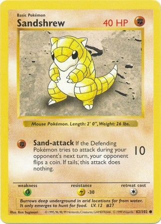 Sandshrew (62/102) [Base Set Shadowless Unlimited] 