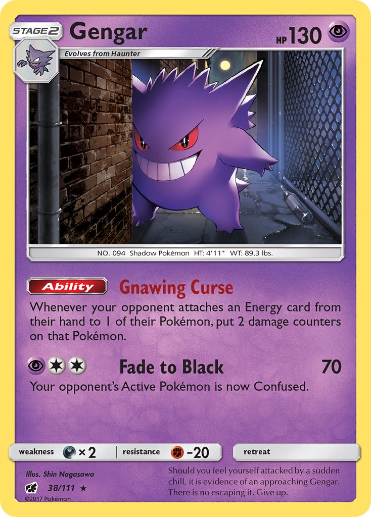Gengar (38/111) (Prerelease Kit Exclusive) (Theme Deck Exclusive) [Sun &amp; Moon: Crimson Invasion] 