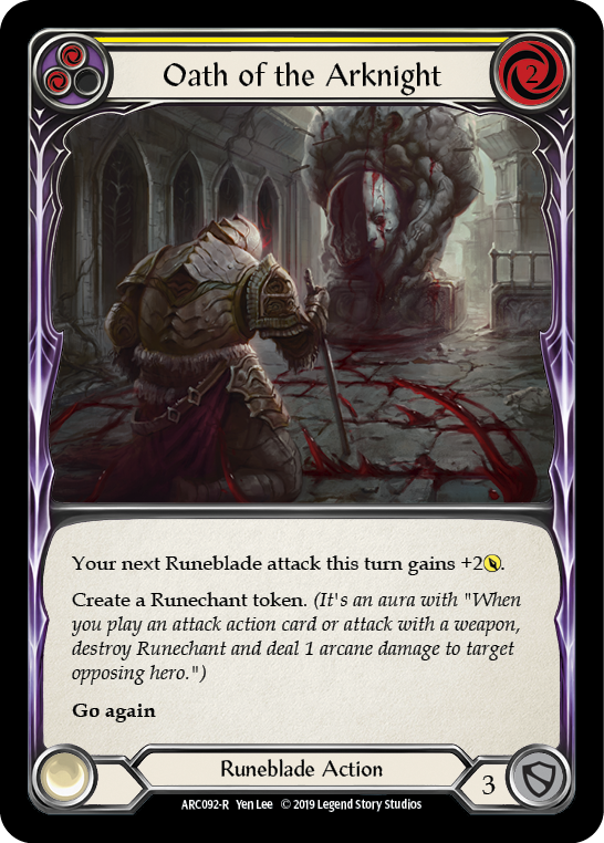 Oath of the Arknight (Yellow) [ARC092-R] (Arcane Rising) 1st Edition Normal 