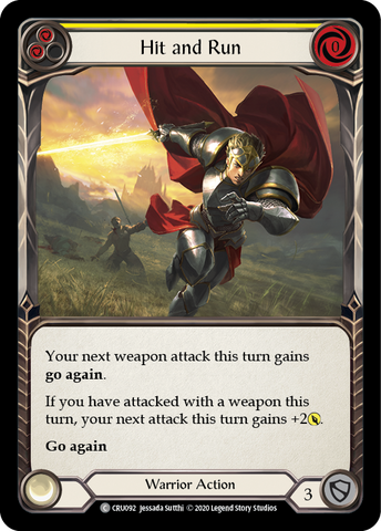 Hit and Run (Yellow) [CRU092] (Crucible of War) 1st Edition Rainbow Foil 