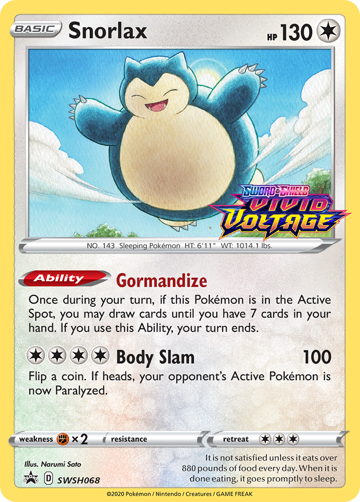 Snorlax (SWSH068) (Prerelease Promo) [Sword &amp; Shield: Black Star Promos] 