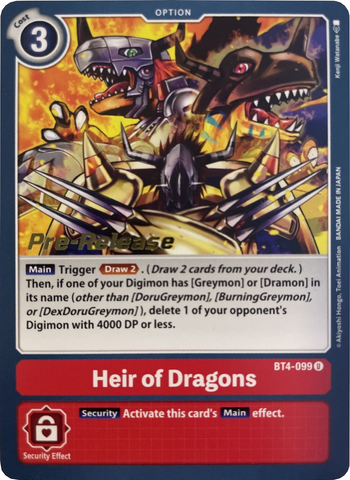 Heir of Dragons [BT4-099] [Great Legend Pre-Release Promos] 