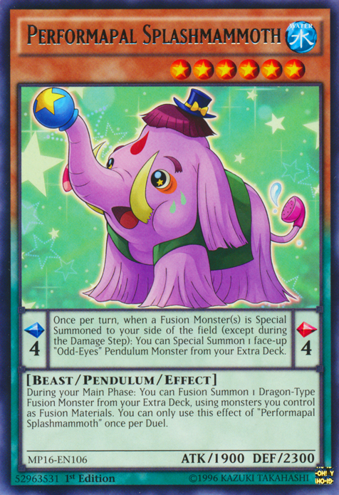 Performapal Splashmammoth [MP16-EN106] Rare 