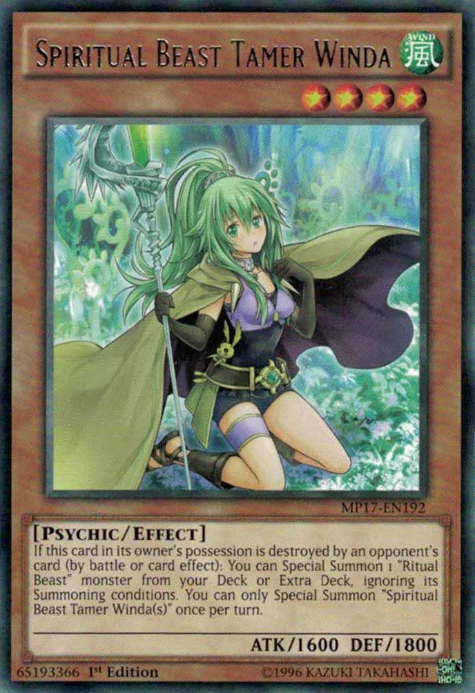 Spiritual Beast Tamer Winda [MP17-EN192] Rare 