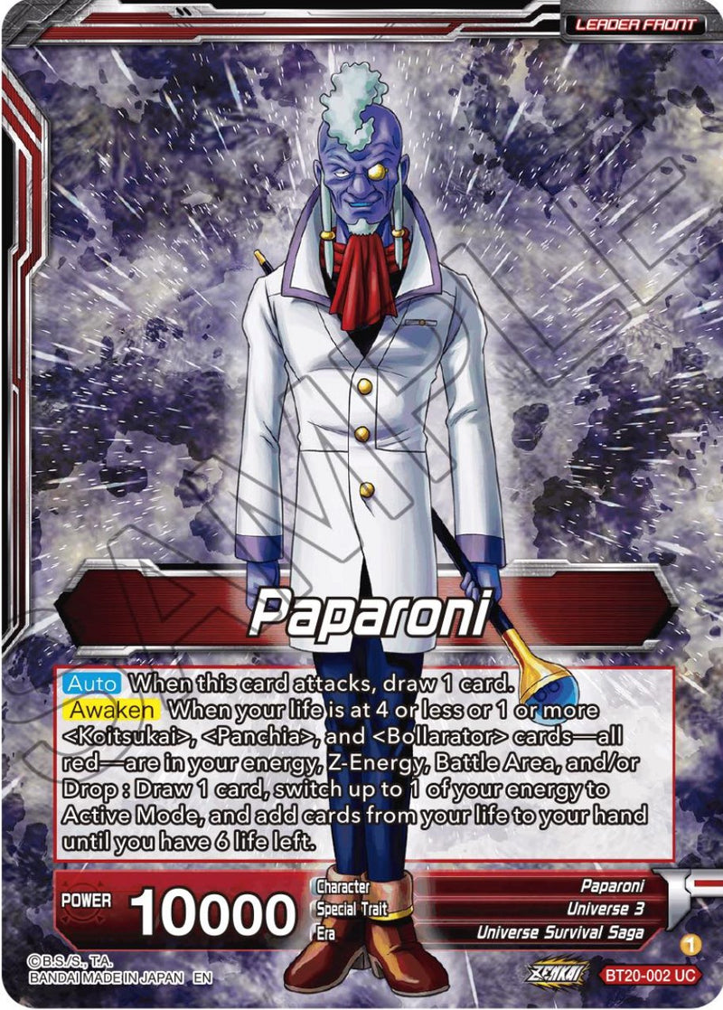 Paparoni // Warriors of Universe 3, United as One (BT20-002) [Power Absorbed] 