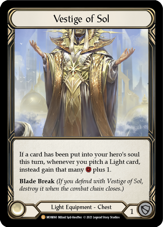 Vestige of Sol [MON060-CF] (Monarch) 1st Edition Cold Foil 