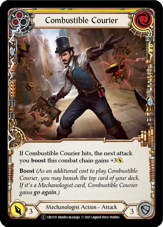 Combustible Courier (Yellow) [U-CRU110] (Crucible of War Unlimited) Unlimited Rainbow Foil 