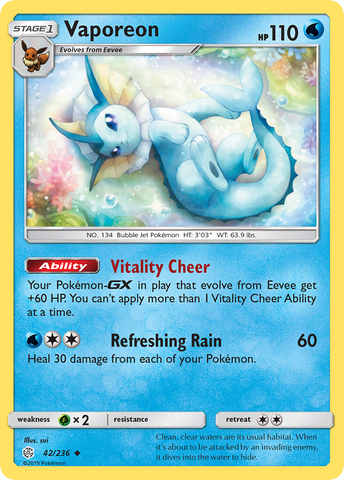 Vaporeon (42/236) [Sun &amp; Moon: Cosmic Eclipse] 